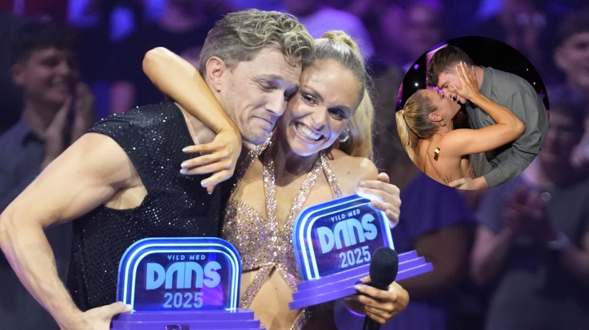 Jasmin Lind og Michael Olesen vandt "Vild med dans". Efter showet fik Jasmin et kys af ægtemanden Mika.