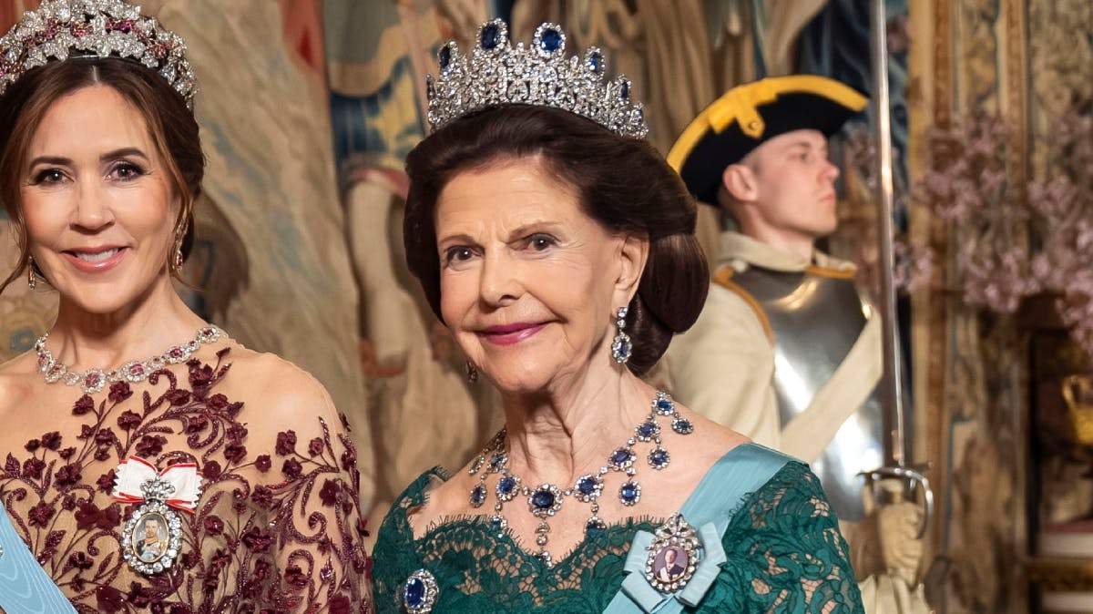 Dronning Silvia med danske dronning Mary under statsbesøget i 2024.