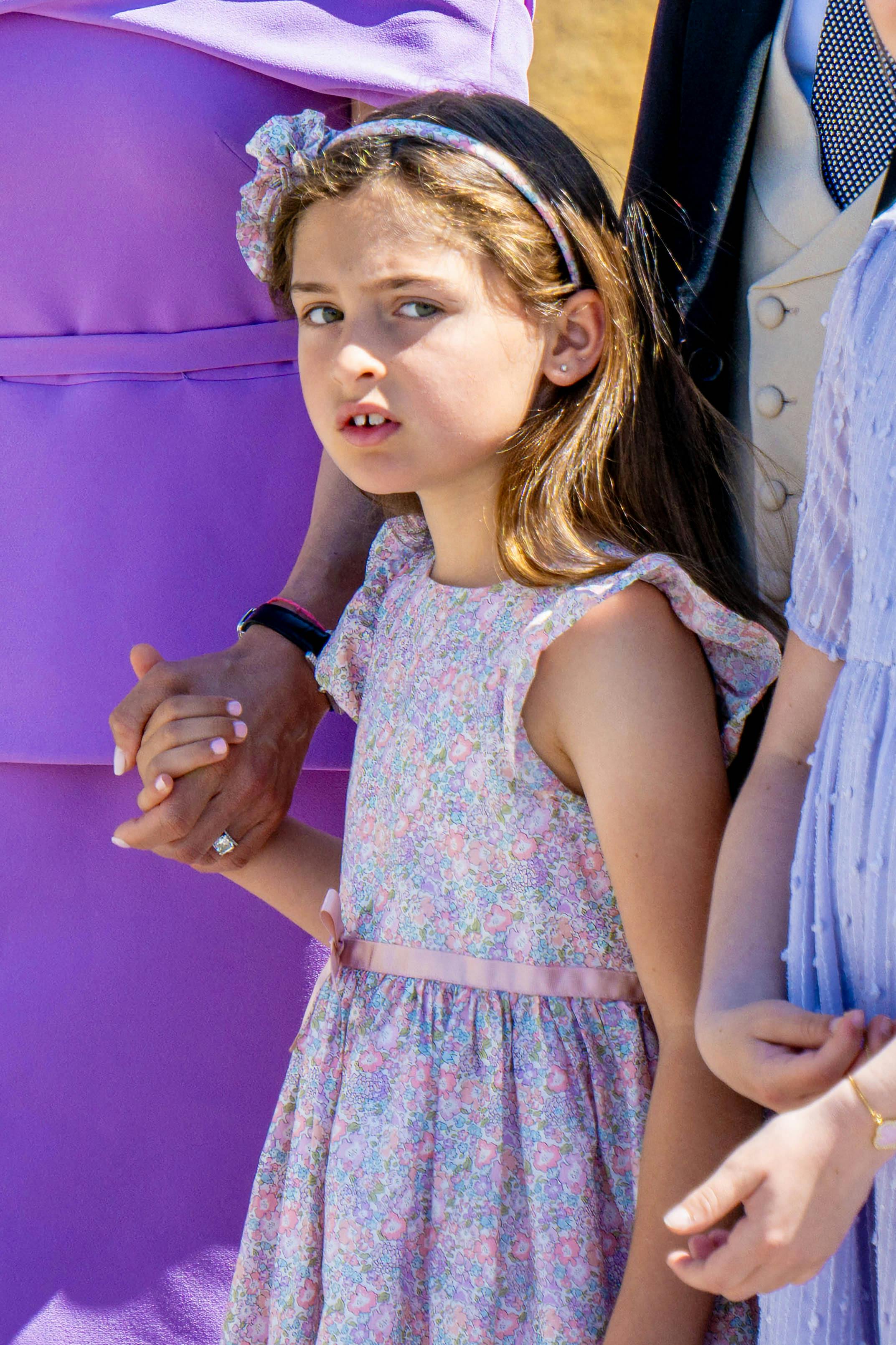 Princess Madeleine, Chris O'Neill, Princess Leonore, Prince Nicolas, Princess Adrienne at the christening of Princess Ines in the Drottningholm Palace Chapel in Stockholm, Sweden. 13 Jun 2025 Pictured: Princess Adrienne at the christening of Princess Ines in the Drottningholm Palace Chapel in Stockholm, Sweden. Photo credit: MEGA TheMegaAgency.com sales@mega.global (Mega Agency TagID: MEGA1324917_092.jpg) [Photo via Mega Agency]