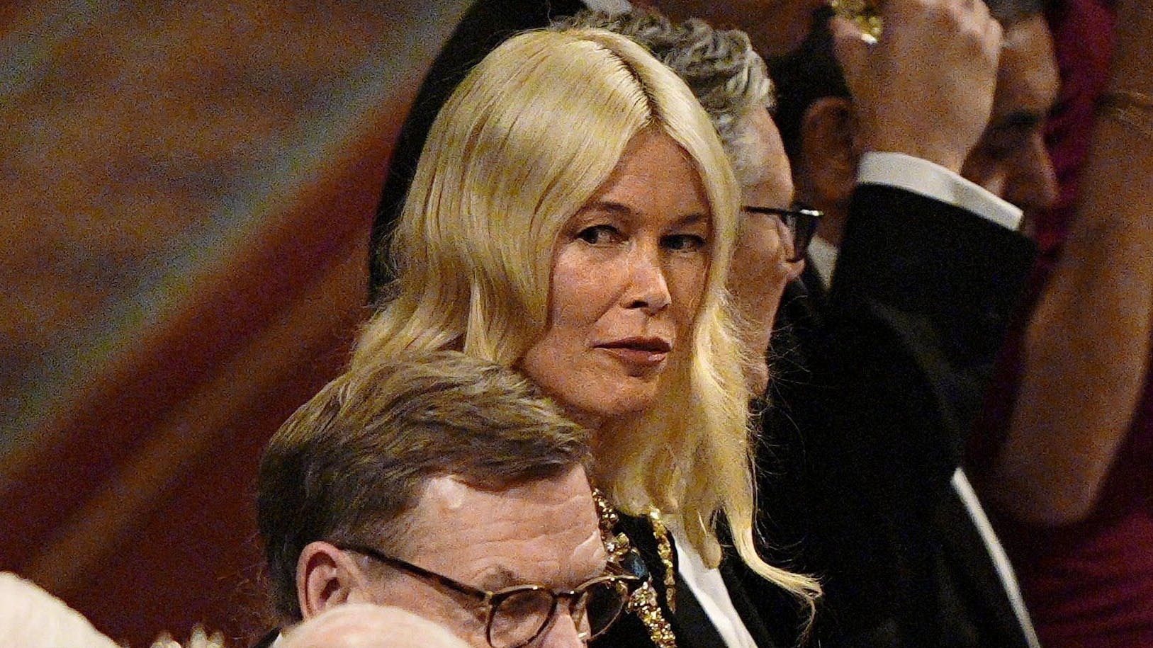 Den tyske supermodel Claudia Schiffer var med til statsbanket på Windsor Castle i anledning af det tyske statsbesøg.