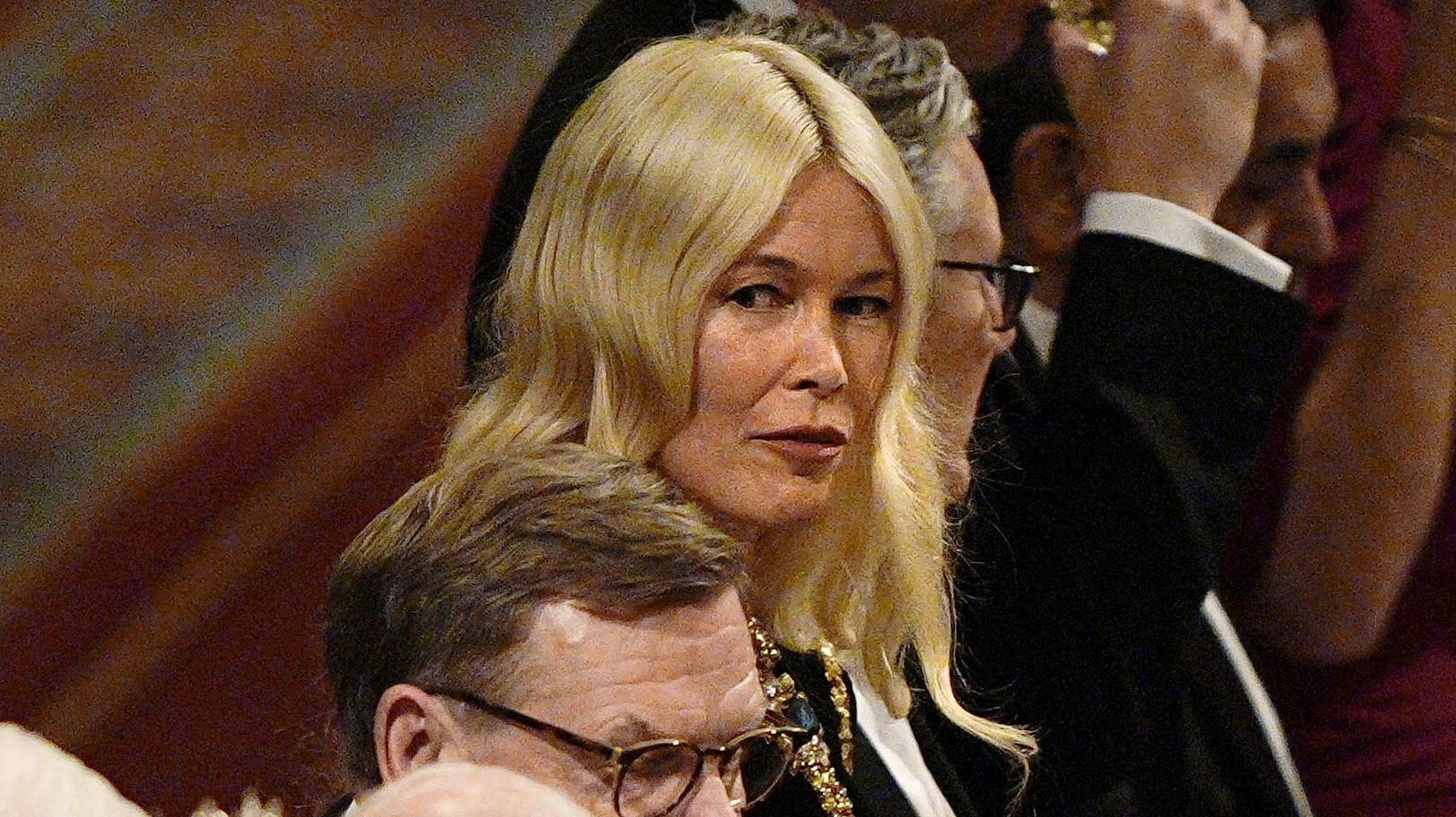 Den tyske supermodel Claudia Schiffer var med til statsbanket på Windsor Castle i anledning af det tyske statsbesøg.