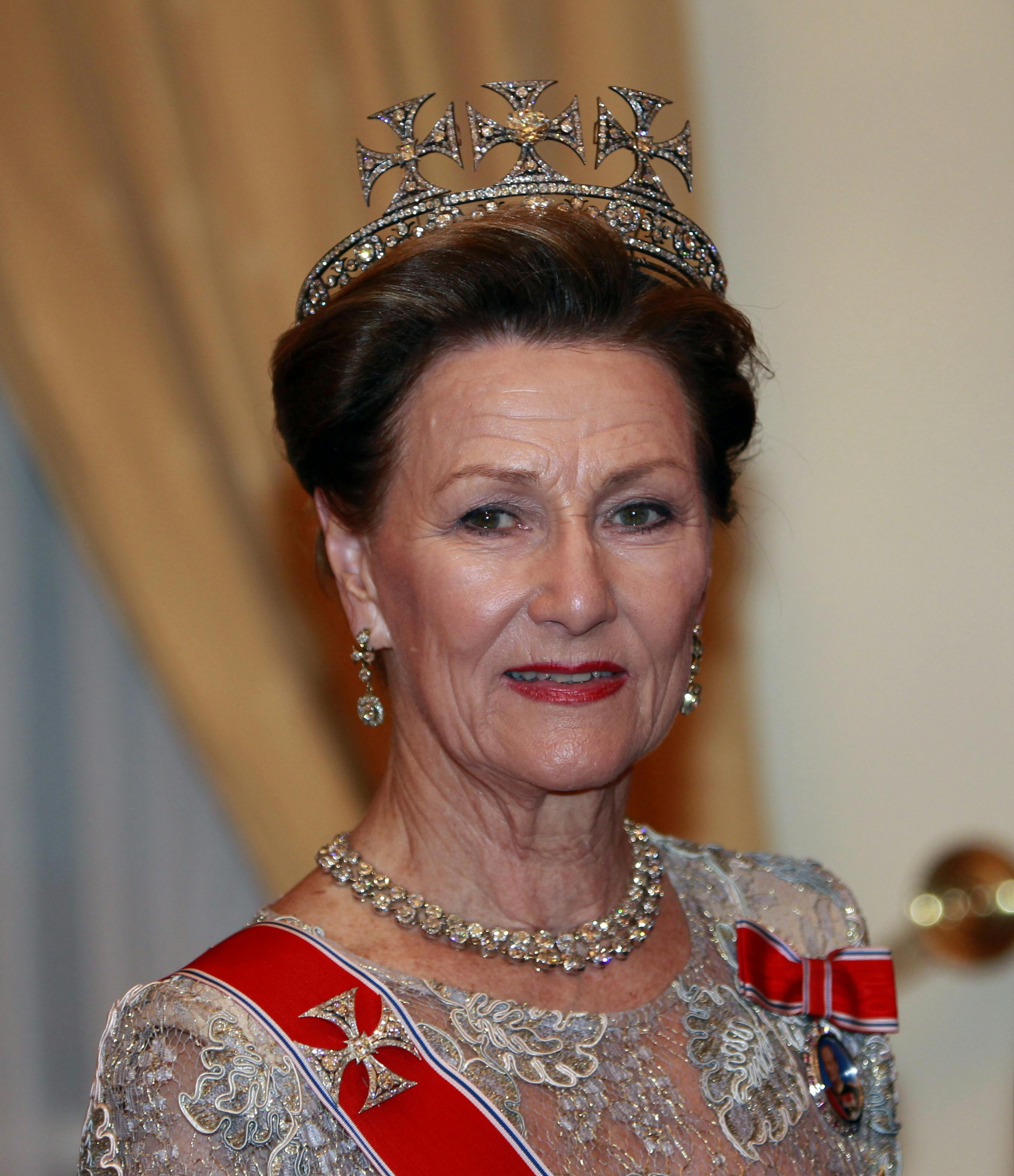 LJUBJANA, SLOVENIA 20110509. Dronning Sonja under gallamiddagen på Brdo slott i Ljubljana i forbindelse med statsbesøket i Slovenia Foto: Lise Åserud / Scanpix