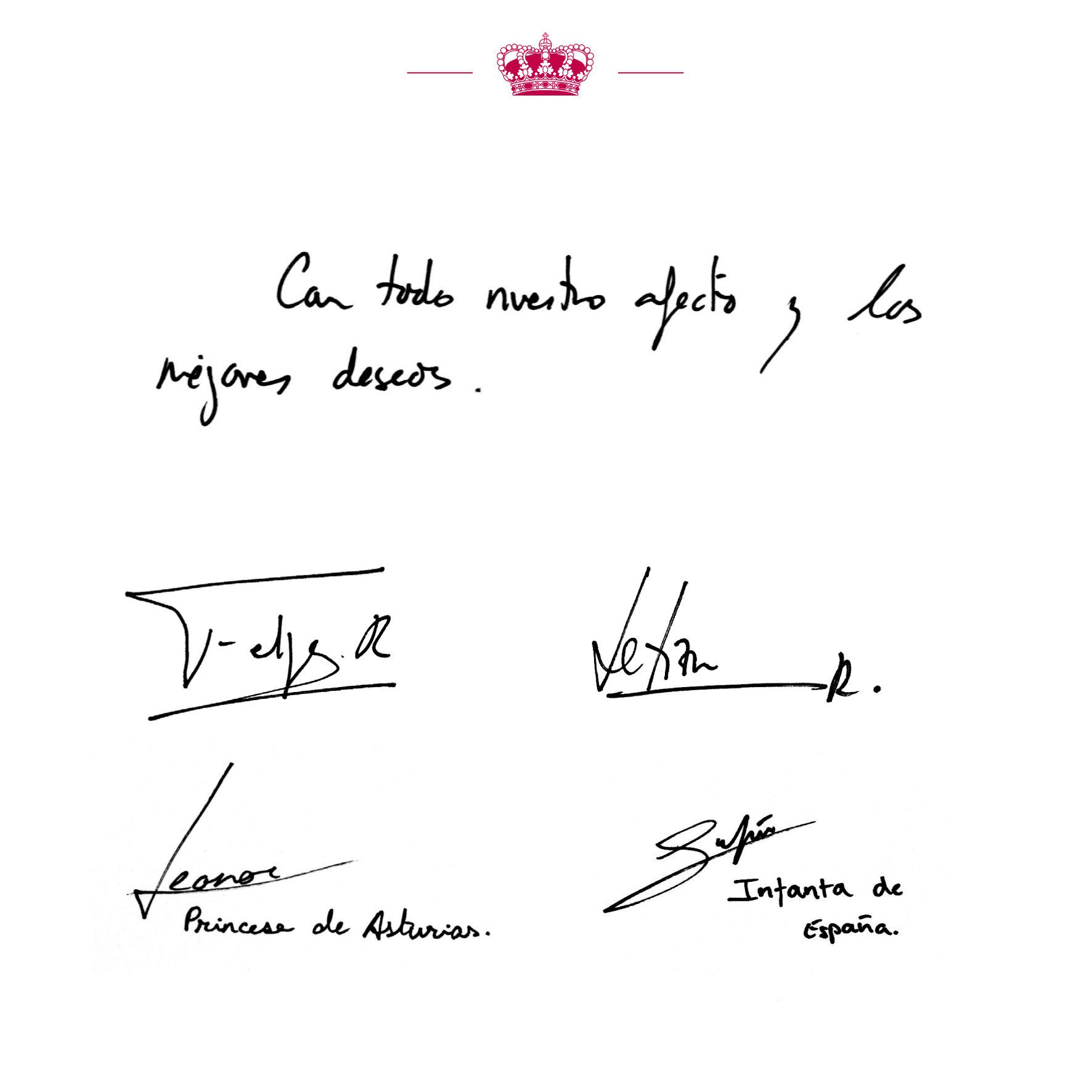 Photographs of the postcard chosen by King Felipe VI, Queen Letizia, Princess Leonor and Infanta Sofia to send Christmas greetings, on December 12, 2025, in Madrid (Spain). FAMOUS Casa de S.M. el Rey 12/12/2025 (Europa Press via AP)