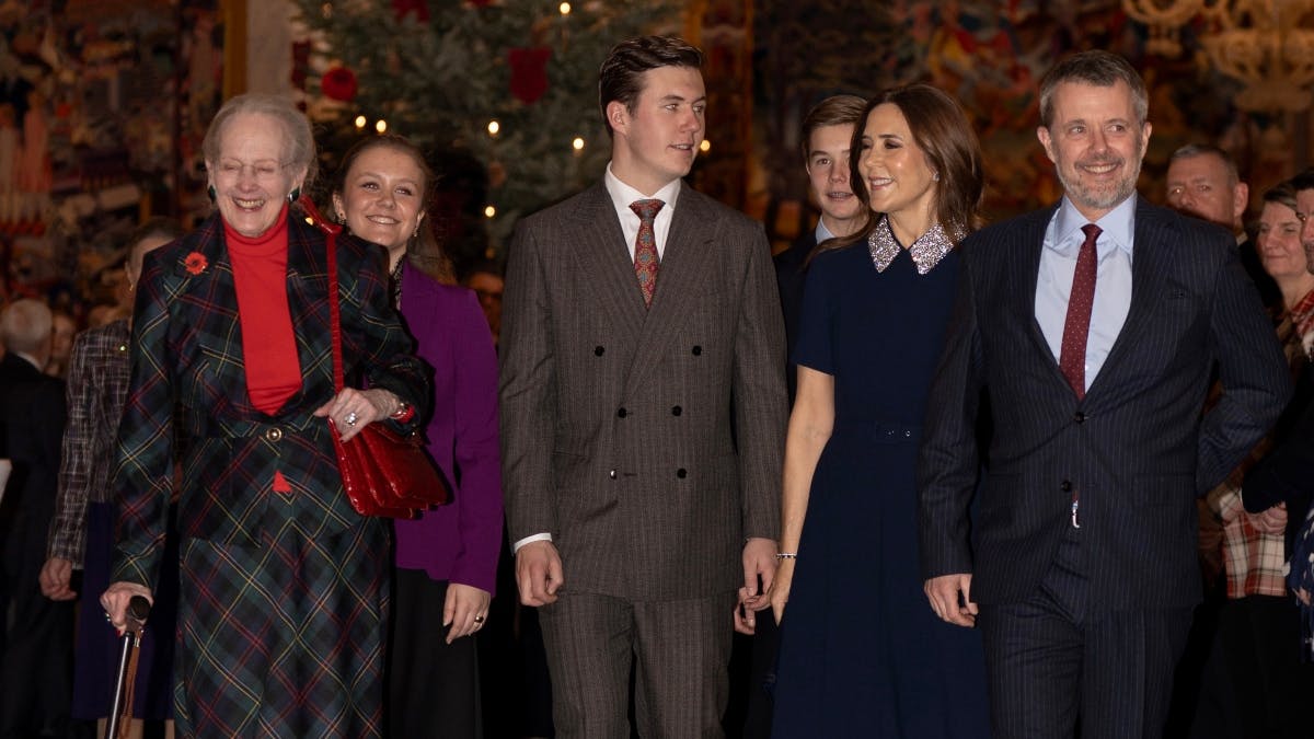 Kongefamilien ved onsdagens hyggelige julearrangement på Christiansborg.