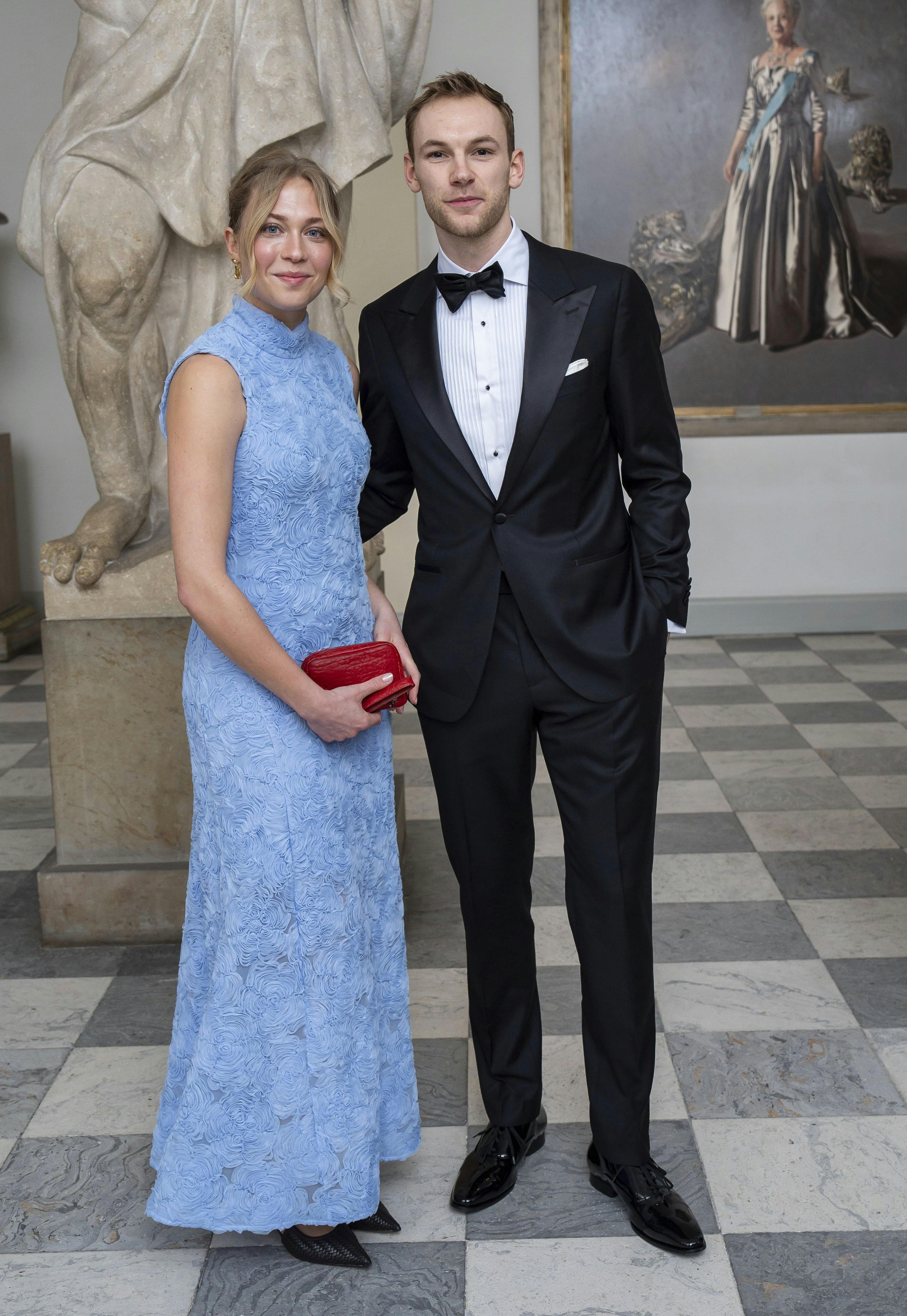 Mathias Gidsel og kæresten Katrine til kunstnerbal i februar på Christiansborg Slot.