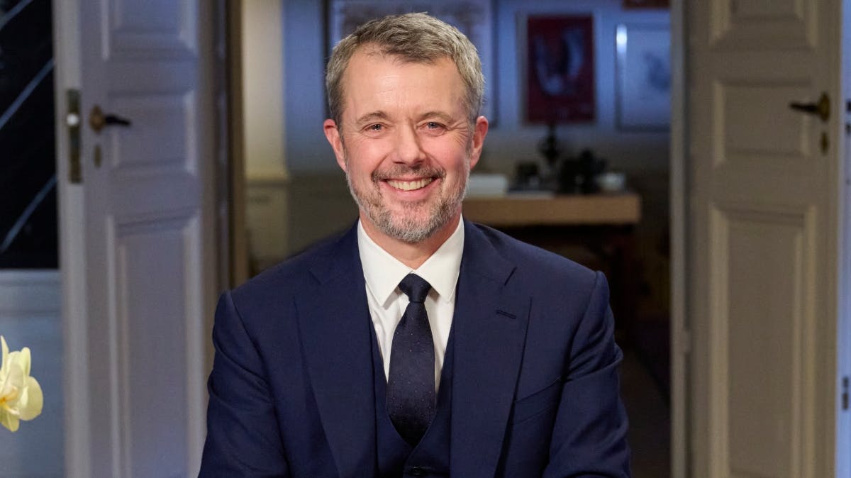 Kong Frederik fotograferet til sin nytårstale i 2025.