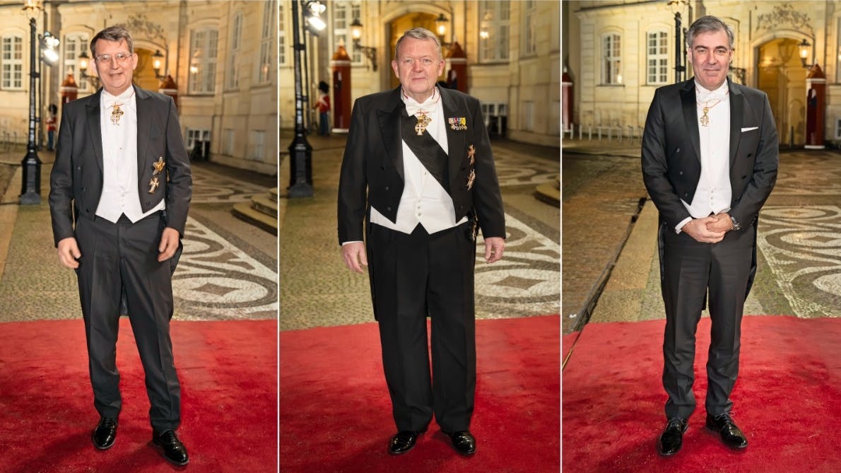 Troels Lund Poulsen, Lars Løkke Rasmussen og Lars Aagaard var alle med til nytårskur- og taffel den 1. januar i år. Snart rejser de med kong Frederik og dronning Mary på statsbesøg.