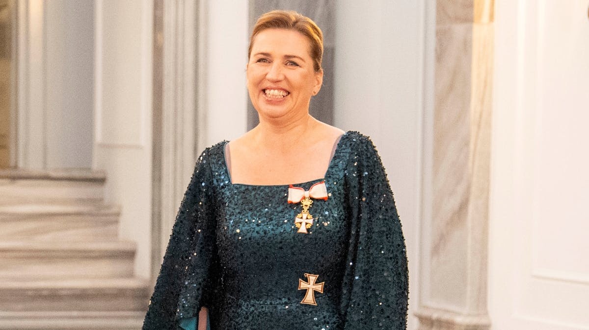 Statsminister Mette Frederiksen var i godt humør til nytårstaffel i Christian VII's Palæ