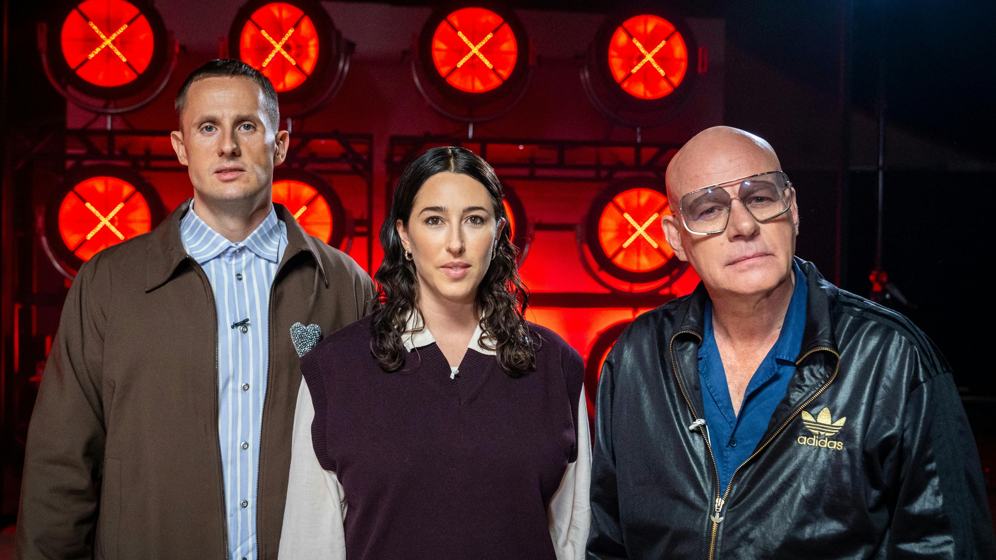 De tre dommere i dette års "X Factor": Benjamin Hav, Drew Sycamore og Thomas Blachman.