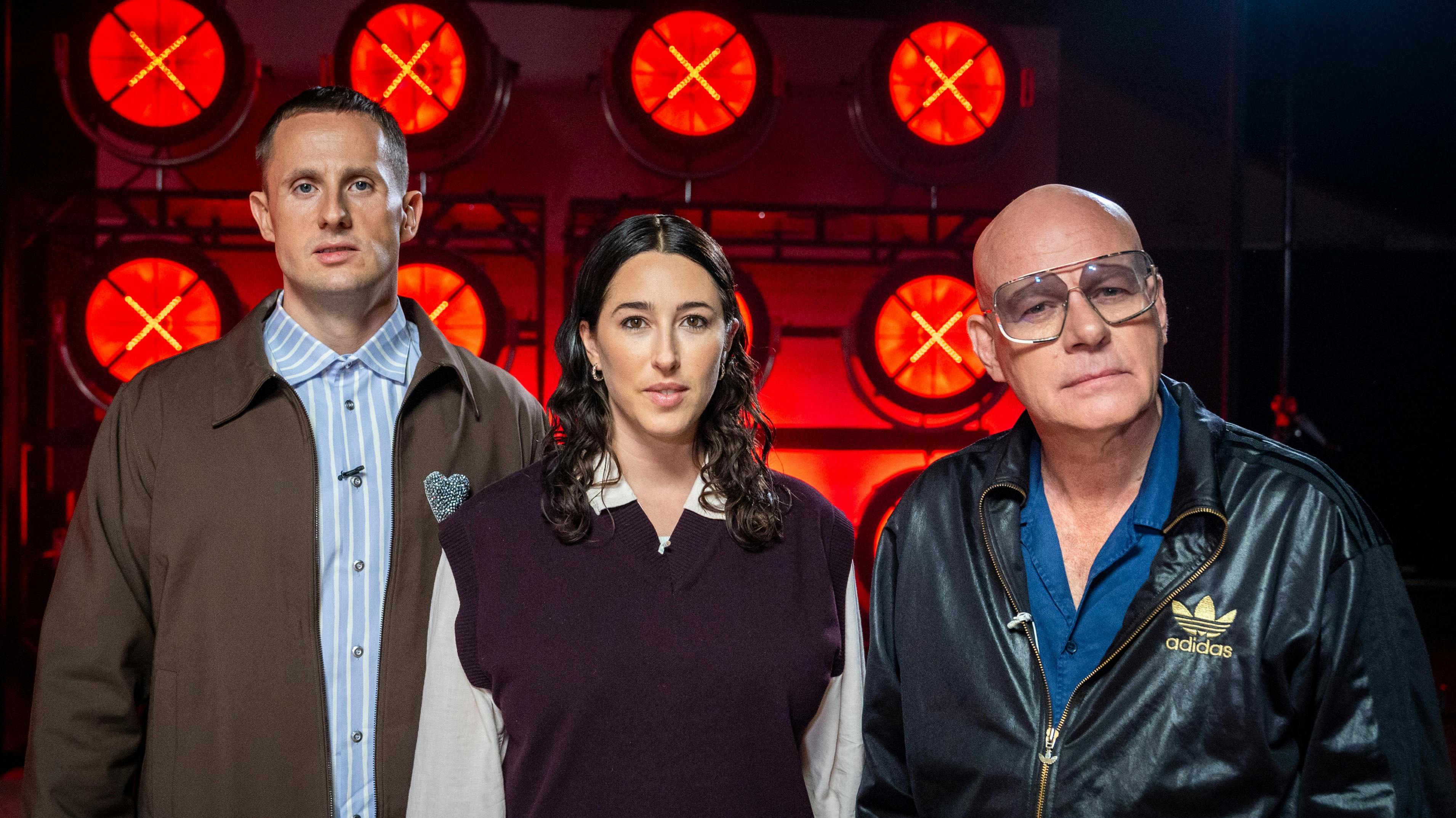 De tre dommere i dette års "X Factor": Benjamin Hav, Drew Sycamore og Thomas Blachman.