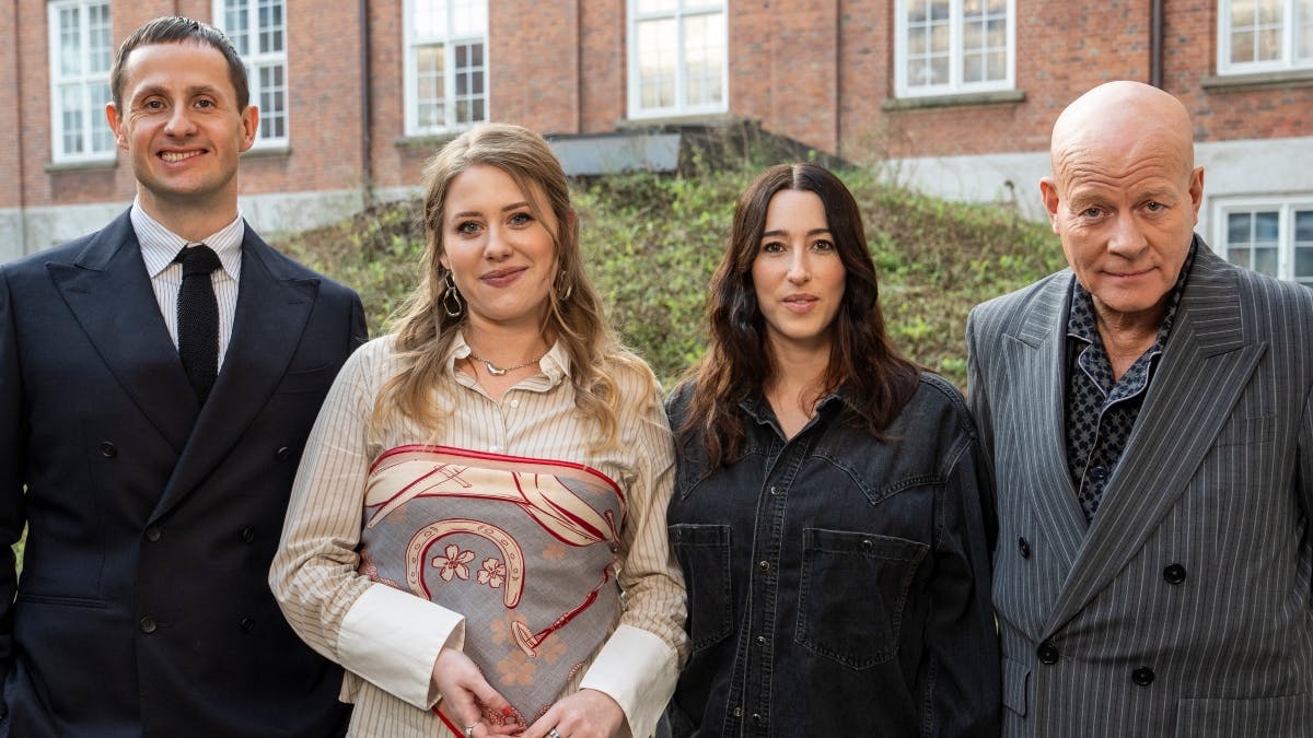 Vært Maria Fantino med dommerne Benjamin Hav, Drew Sycamore og Thomas Blachman. 