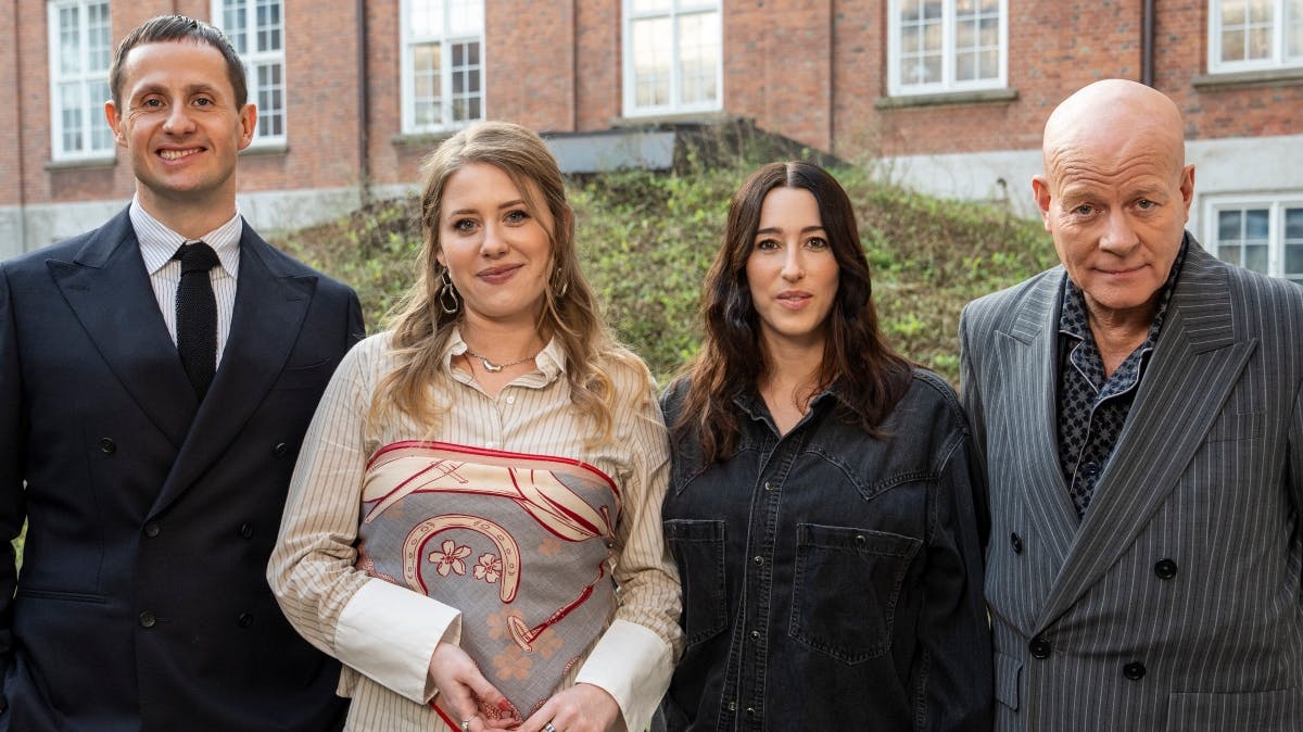 Vært Maria Fantino med dommerne Benjamin Hav, Drew Sycamore og Thomas Blachman.