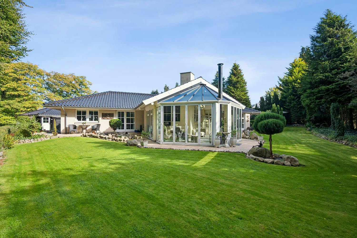 Anne og Hans Henrik Laxholms hus fra havesiden.