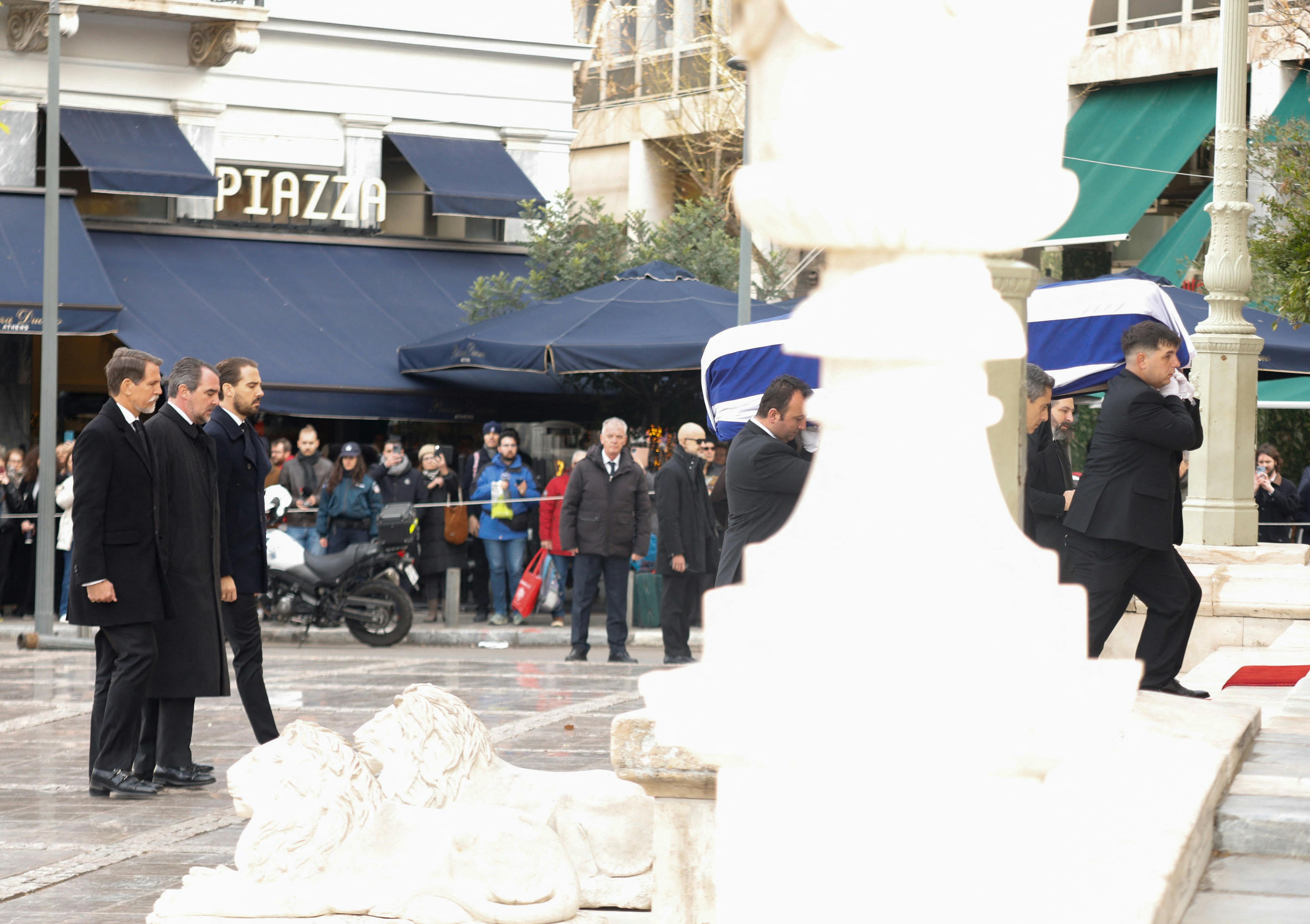 The Funeral of Princess Irene of Greece and Denmark. 19 Jan 2026 Pictured: Pavlos de Grece Nikolaos de Grece Philippos de Grece. Photo credit: Papadakis Press/MEGA TheMegaAgency.com sales@mega.global (Mega Agency TagID: MEGA1409399_024.jpg) [Photo via Mega Agency]