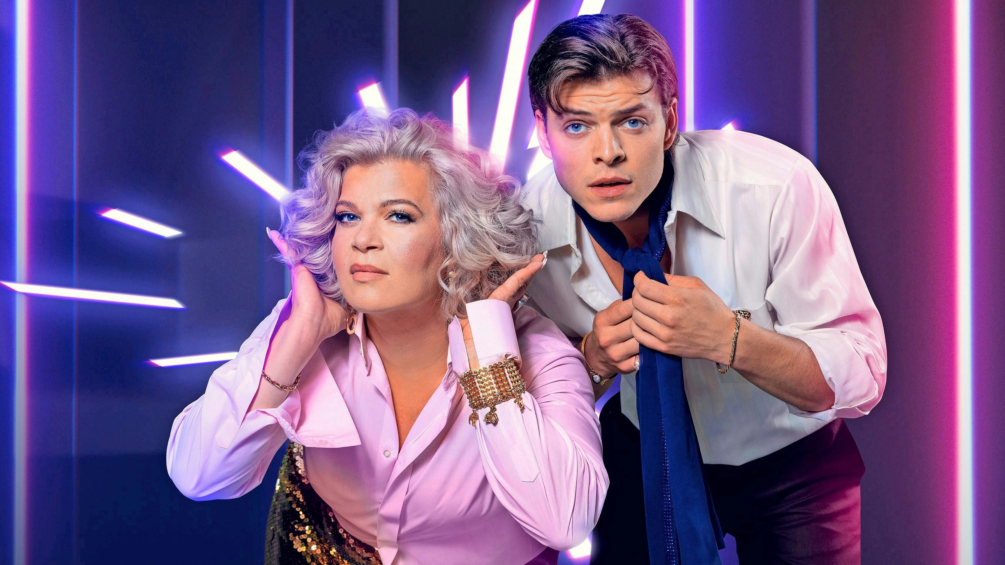 Sara Bro og Alex Høgh Andersen er værter på Melodi grand prix 2026. 