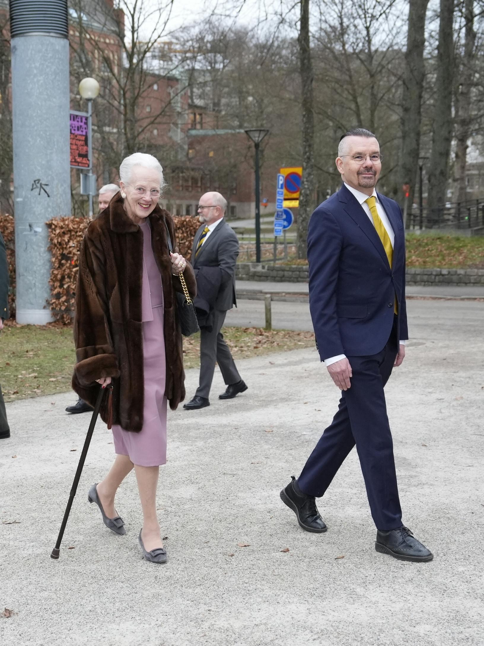 Det var en meget glad dronning Margrethe, der ankom til universitet.
