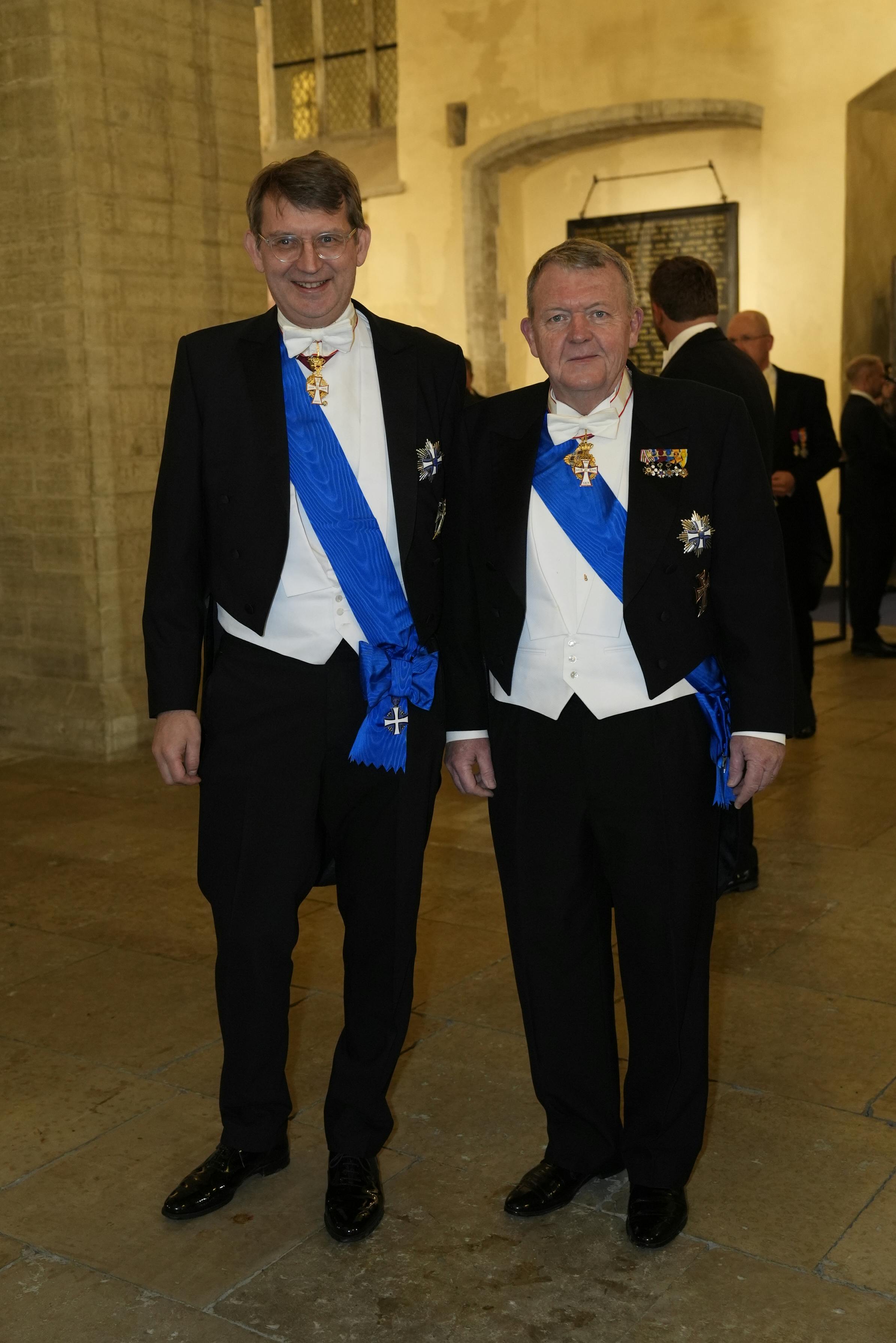 Forsvarsminister Troels Lund Poulsen ankom til statsbanketten sammen med udenrigsminister Lars Løkke Rasmussen. 