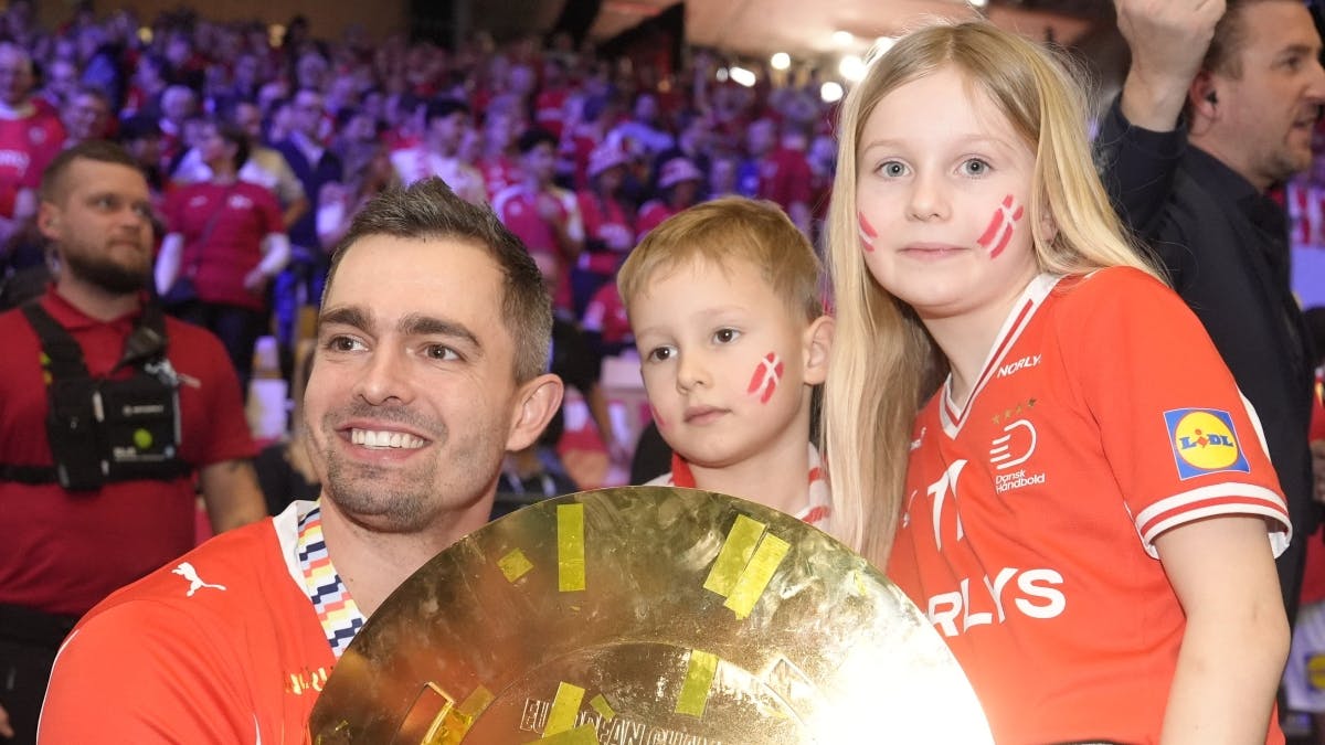 Rasmus Lauge fejrede guldsejren sammen med familien.