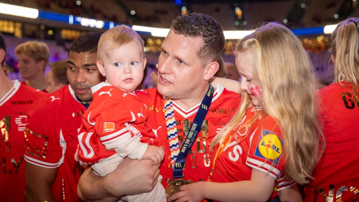 Kevin Møller fik opbakning fra sine børn til EM-finalen.&nbsp;