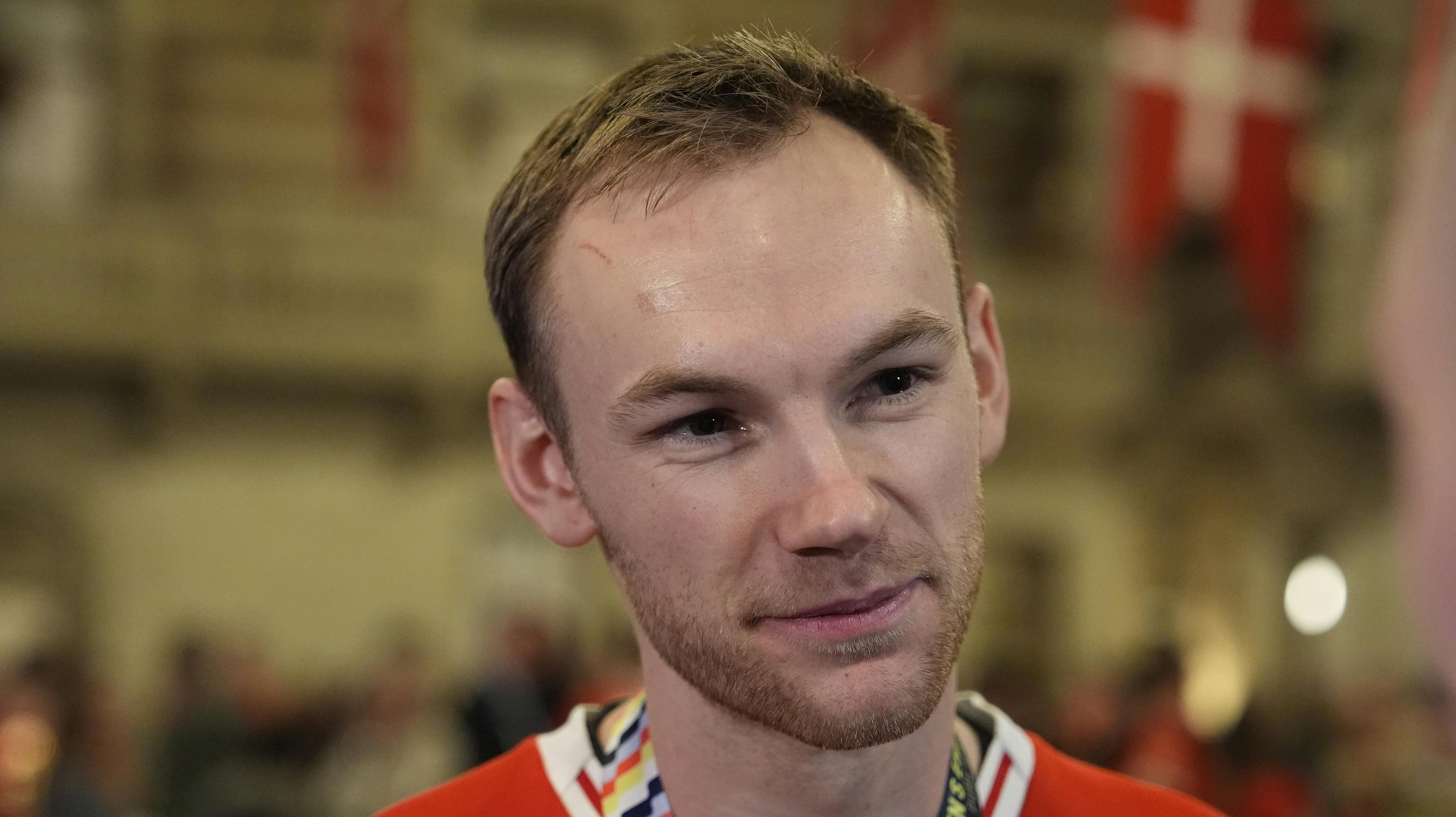 Mathias Gidsel til fejringen på Københavns Rådhus.