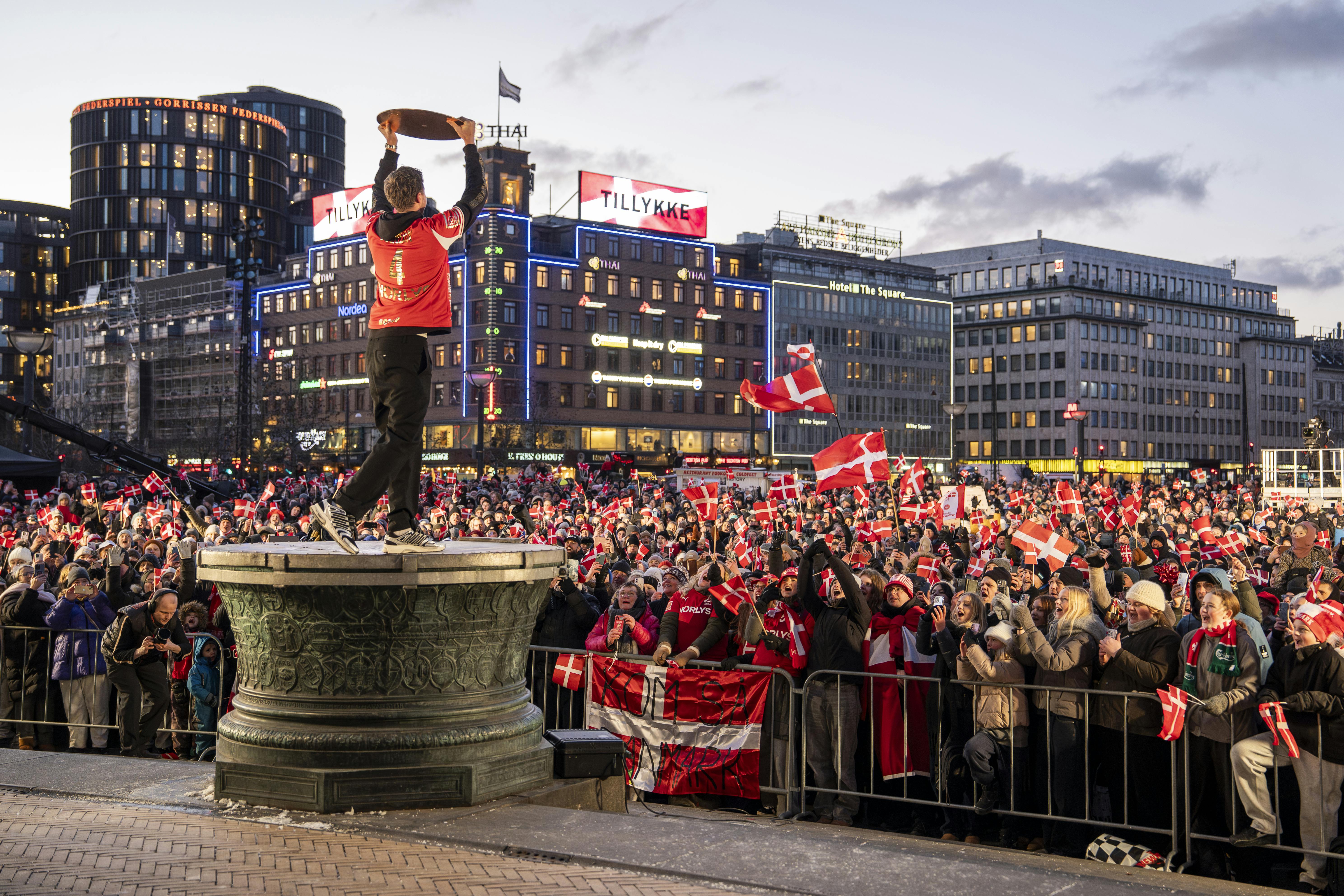 Håndboldherrernes modtagelse ved Københavns Rådhus.