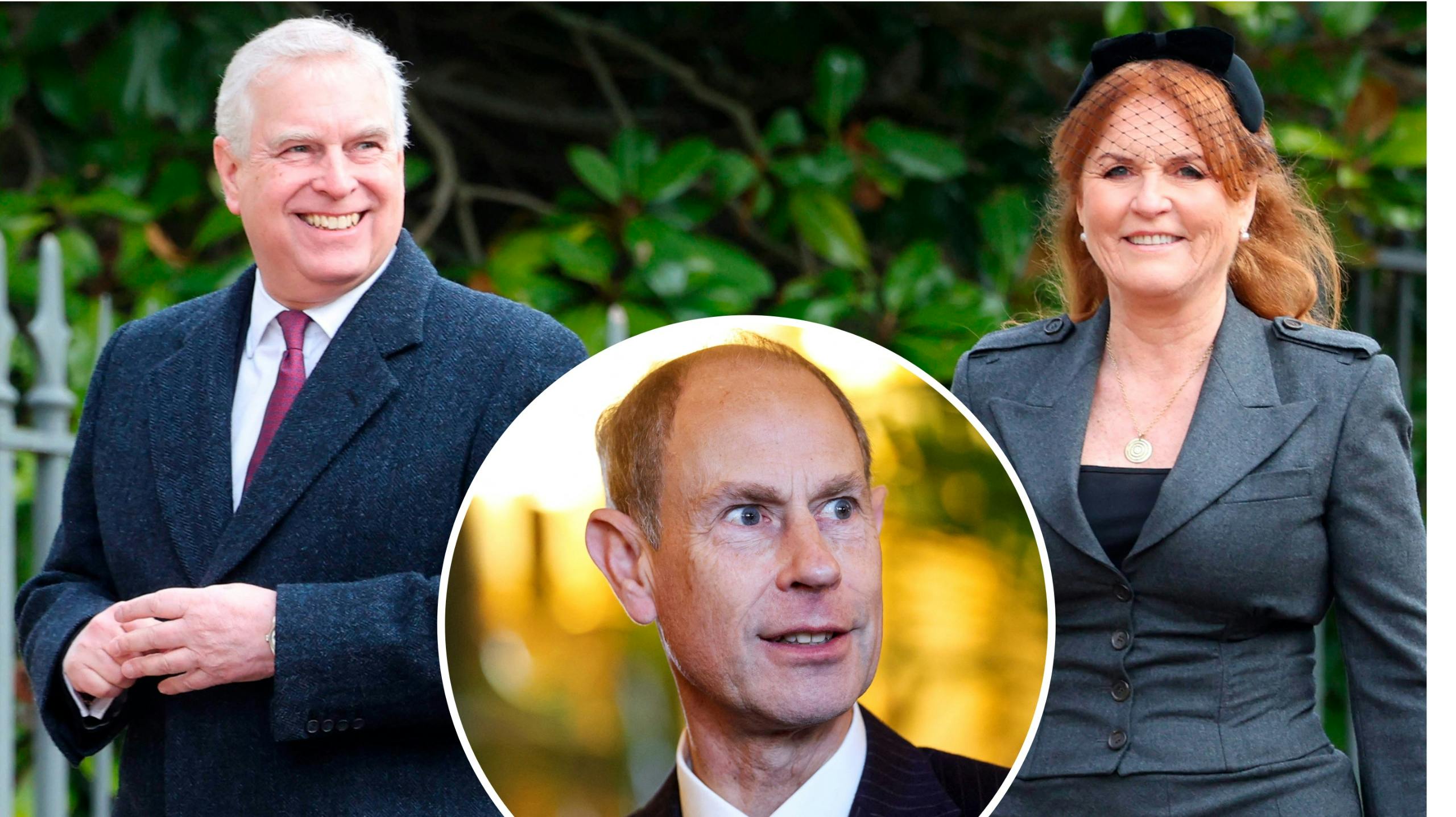 Andrew Mountbatten-Windsor og Sarah Ferguson samt prins Edward.