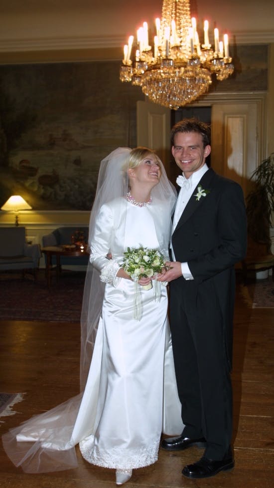 Annette Heick og Jesper Vollmer ved deres bryllup 4. februar 2001.