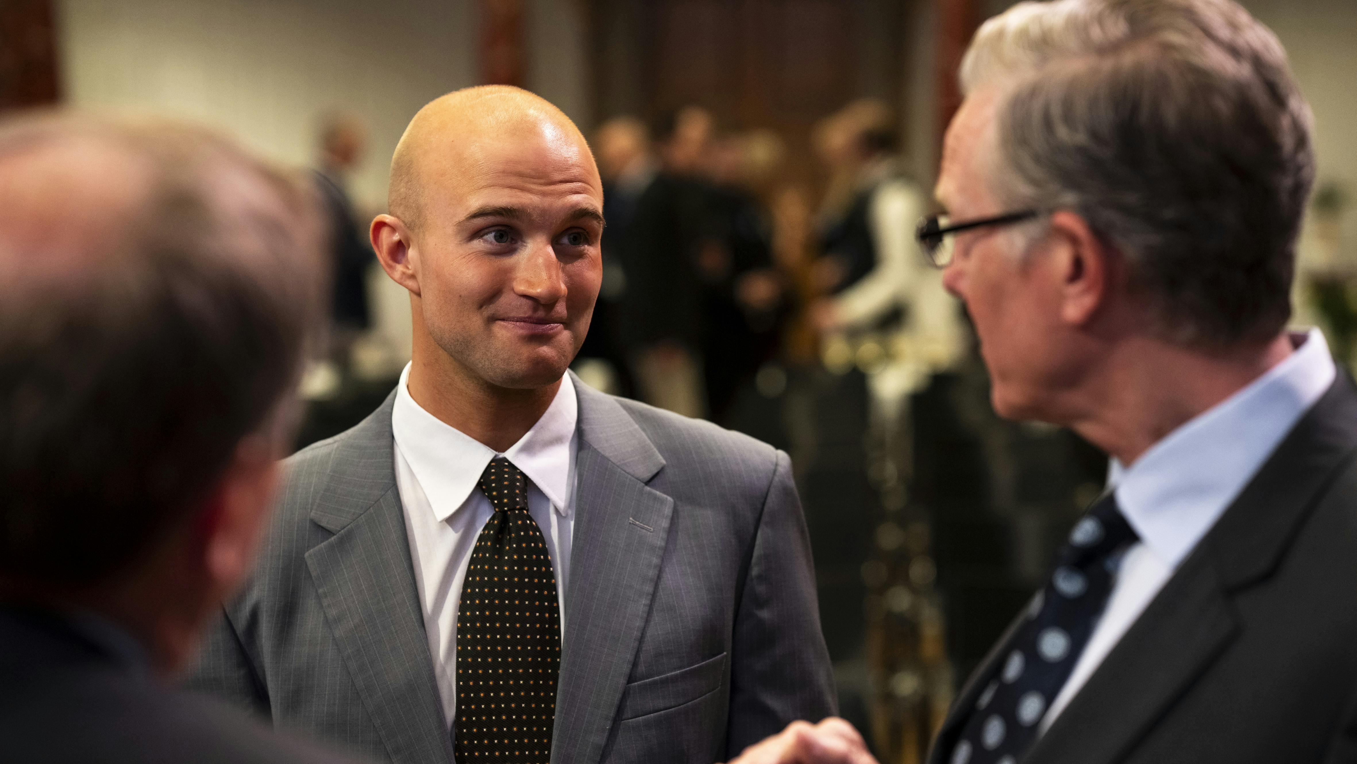 Kristoffer Eriknauer og Peter Mygind er på rollelisten i "Stein Bagger og grådighedens ansigter".