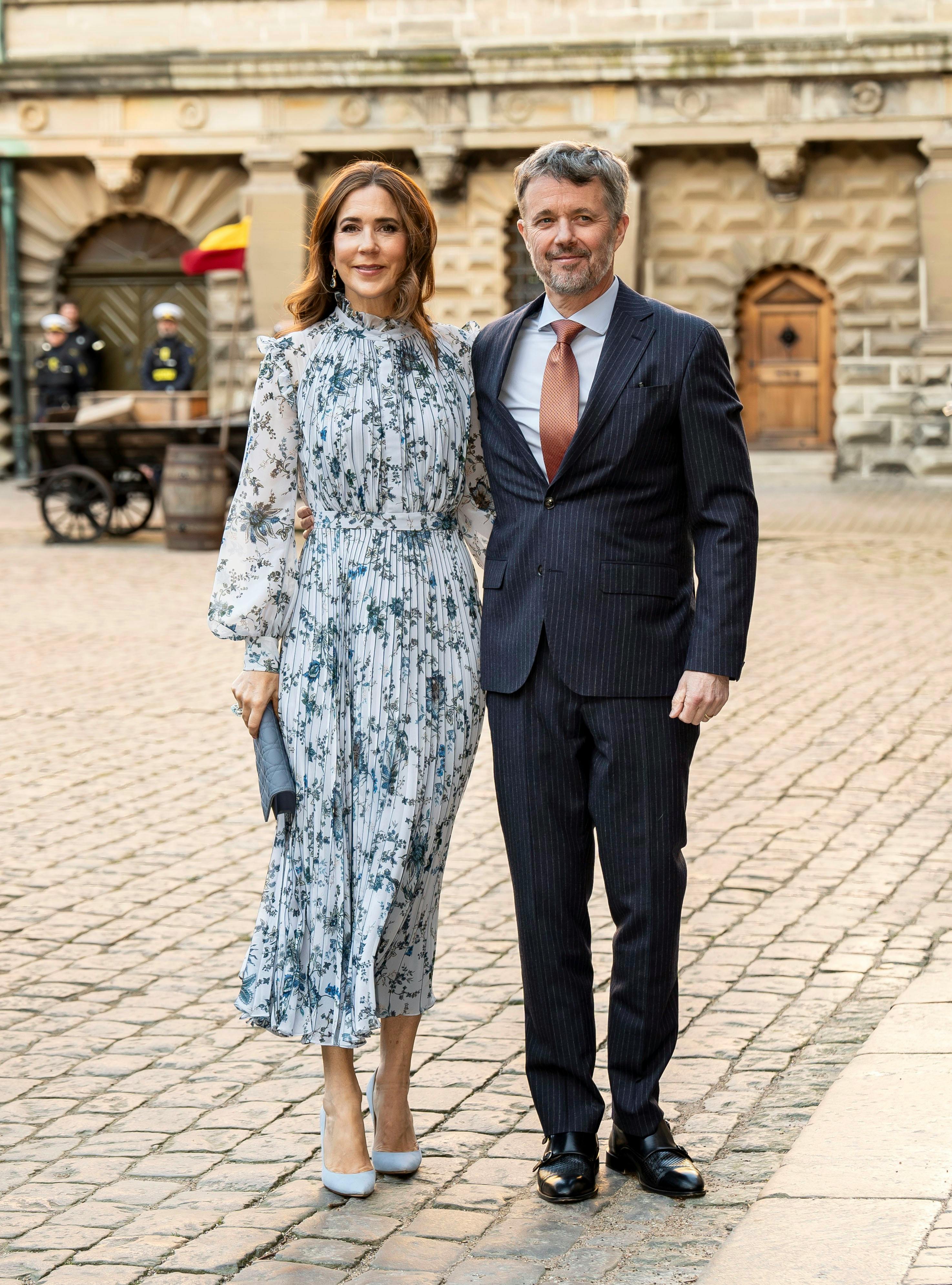 Dronning Mary og kong Frederik inden middagen sidste år på Kronborg Slot.