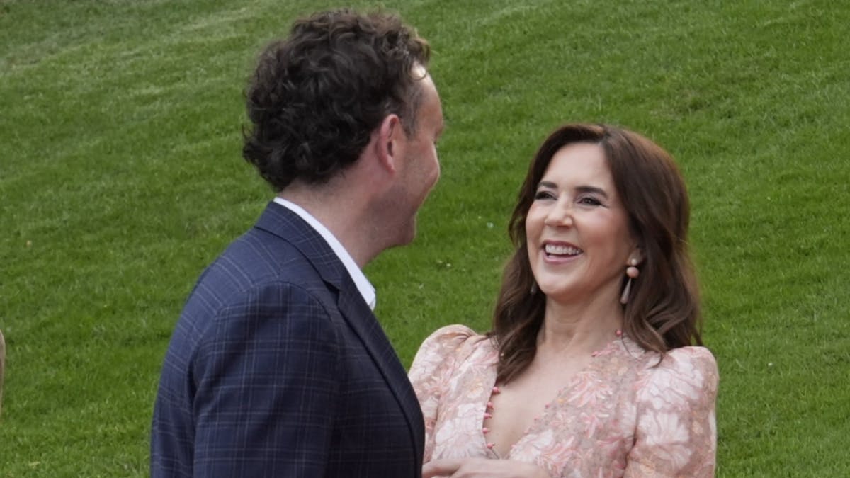 Dronning Mary og nevøen Michael under aftenens returreception.&nbsp;