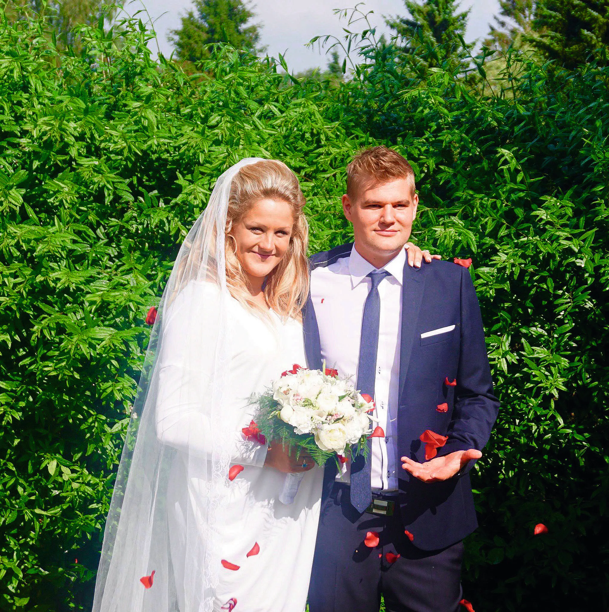 Camilla Dalsgaard og Anders Milholt ved deres bryllup i 2015. 