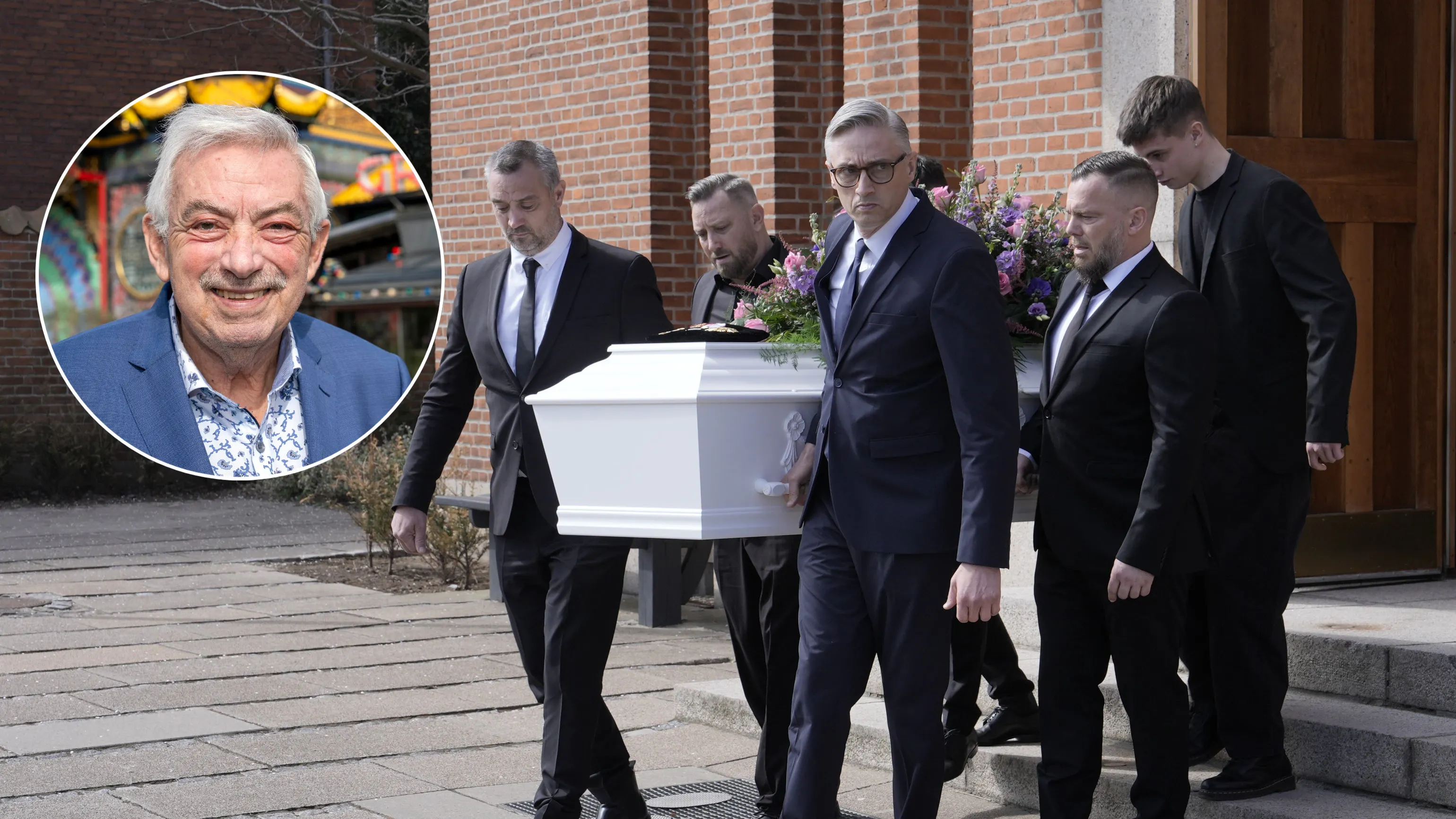 Johnny Reimars enke trøstet af oldebarnet ved begravelsen | BILLED-BLADET