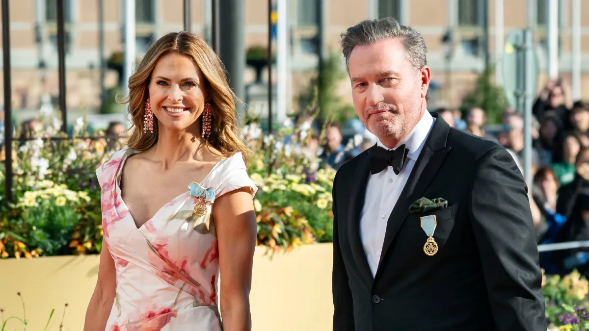 Prinsesse Madeleine og Chris O'Neill i forbindelse med prinsessens forældres guldbryllup tidligere på måneden. 