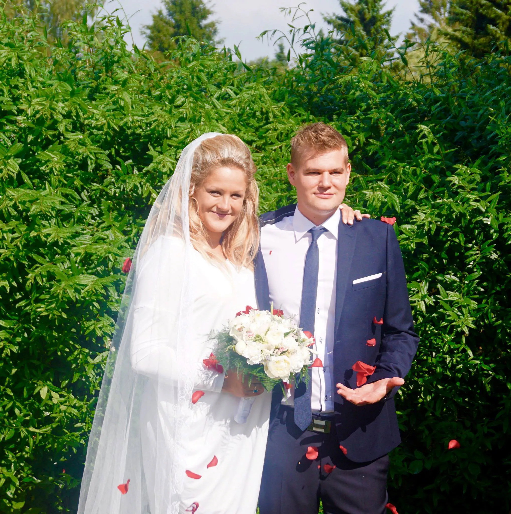 Camilla Dalsgaard og Anders Milholt ved deres bryllup i 2015.