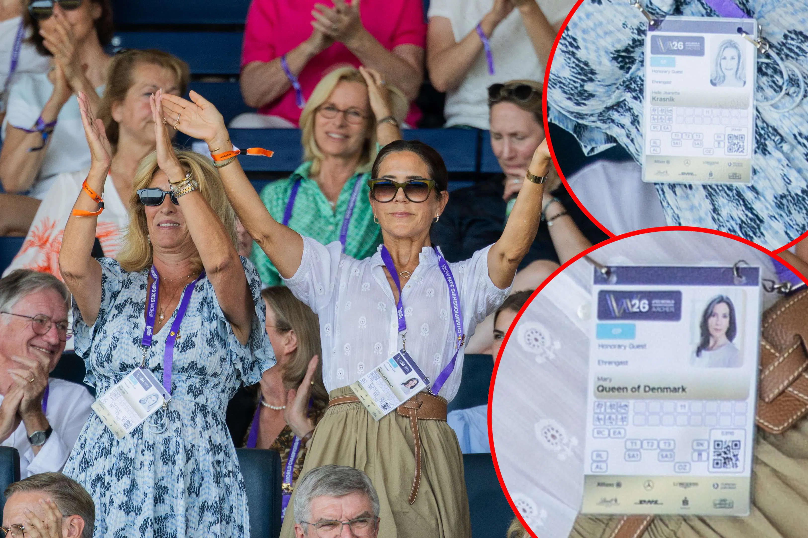 Helle Krasnik Trolle og dronning Mary til VM i dressur i Aachen, Tyskland. 