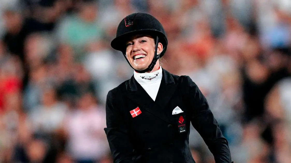 Cathrine Laudrup-Dufour trên lưng ngựa Mount St. John trong phần thi biểu diễn tự do Grand Prix tại Giải vô địch cưỡi ngựa nghệ thuật thế giới, Aachen, Đức, ngày 15 tháng 8 năm 2026.