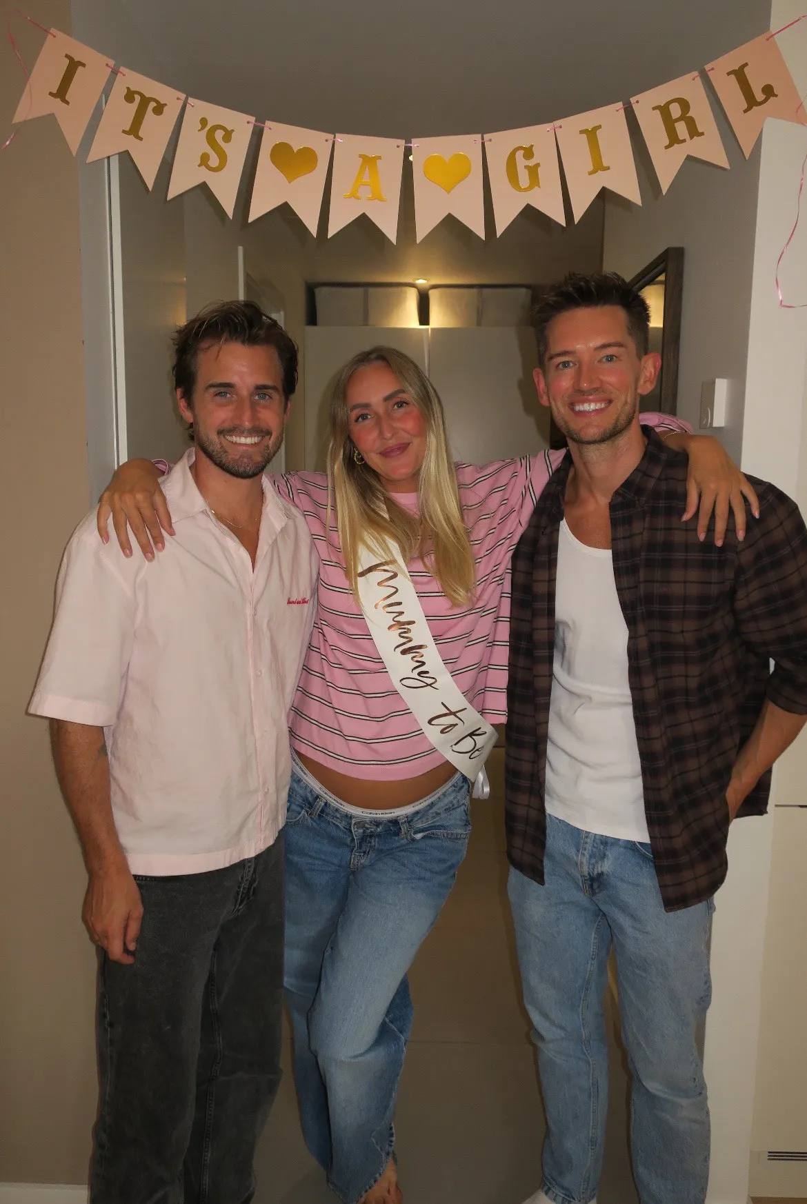 Frederik, Mille og Morten til Mille Funkt babyshower.