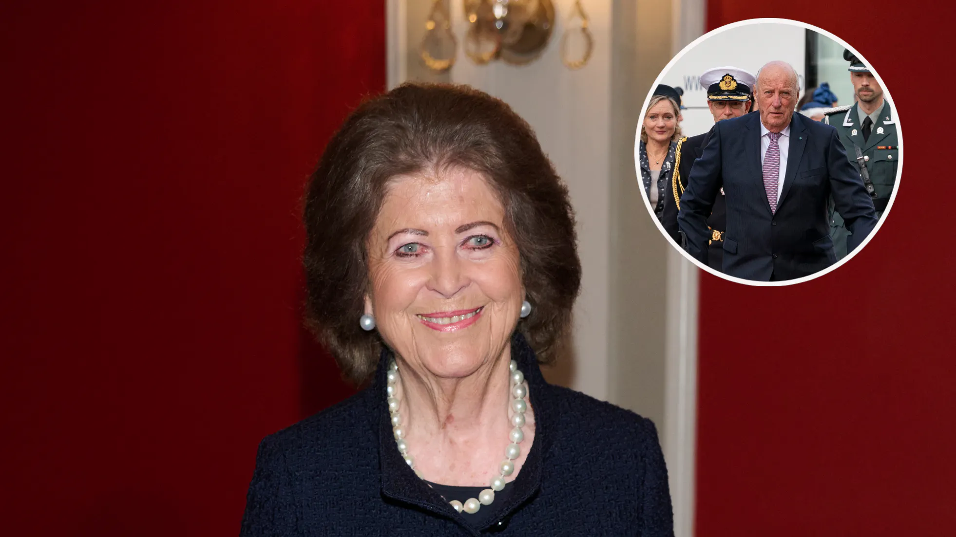 Lensgrevinde Brita Ahlefeldt-Laurvig og kong Harald.