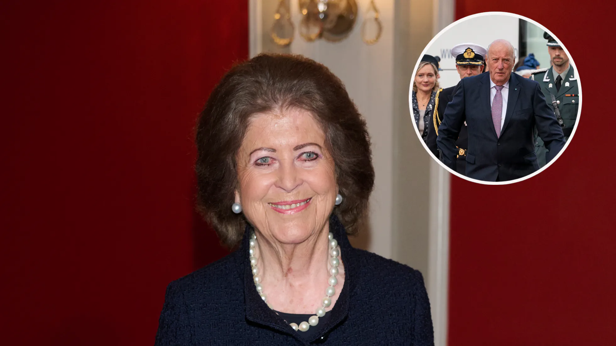 Lensgrevinde Brita Ahlefeldt-Laurvig og kong Harald.