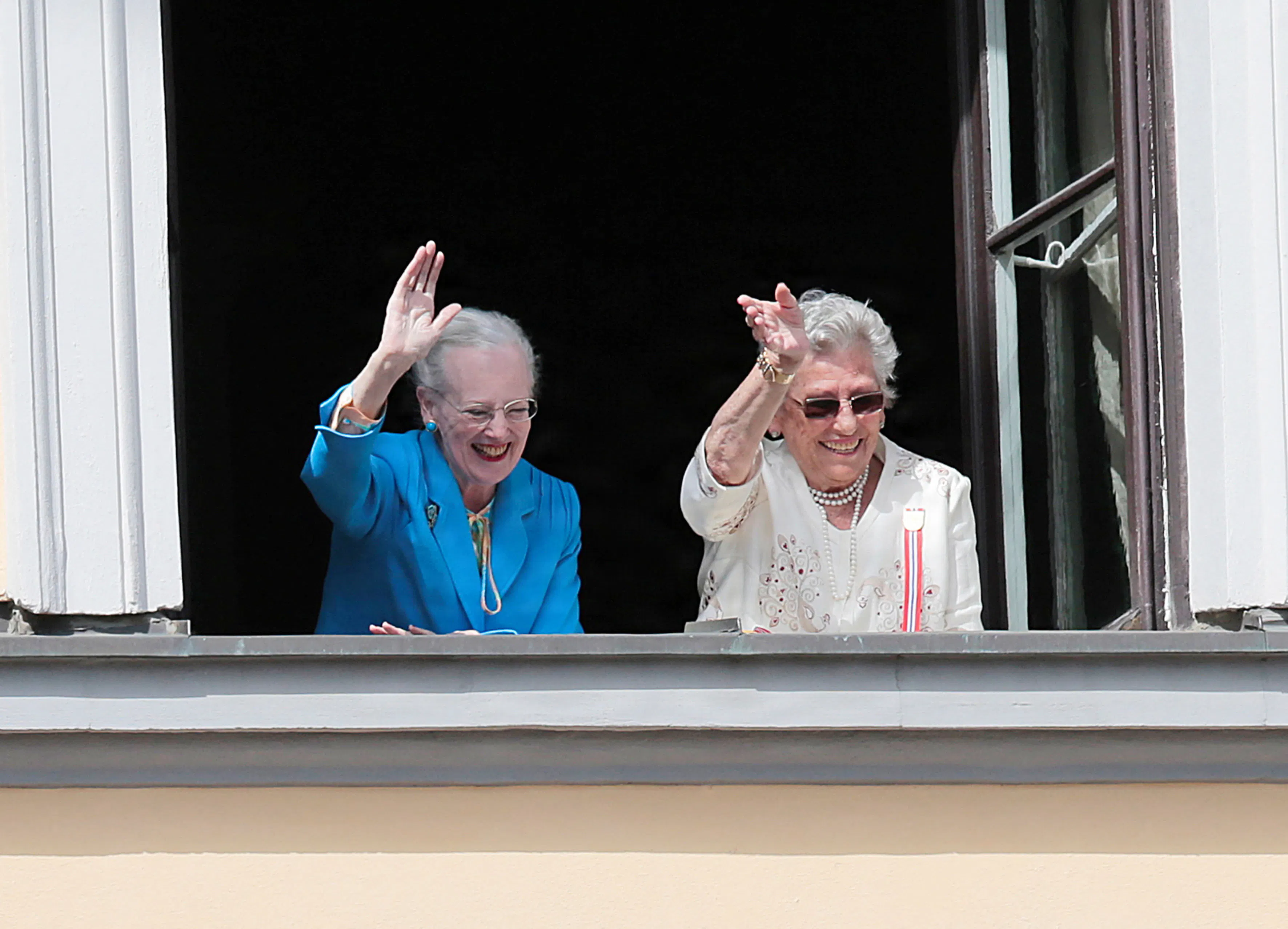 Dronning Margrethe og prinsesse Astrid i 2014 i anledning af Norges nationaldag.