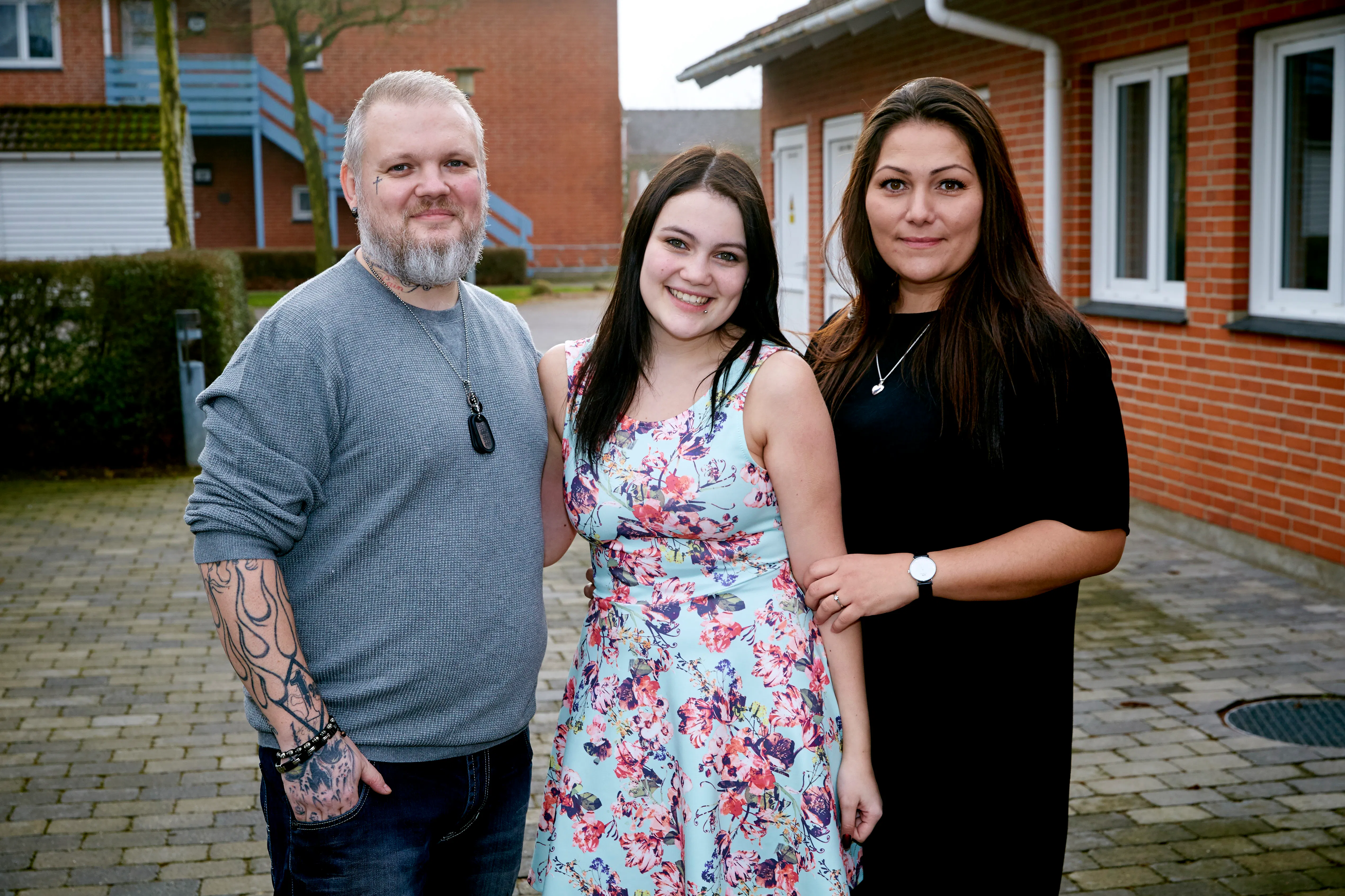 Stephanie med forældrene Christian og Christina i 2018. 