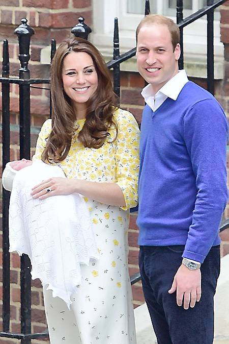 Hertuginde Catherine, prins William og prinsesse Charlotte.