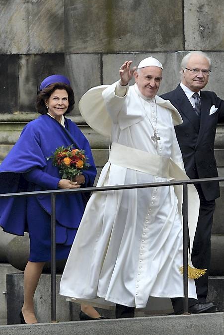 Pave Frans, dronning Silvia og kong Carl Gustaf