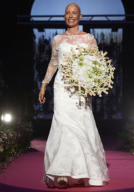Pia Pedersen var en af de flotte modeller. Her bærer hun en brudekjole designet af Rikke Gudnitz.
