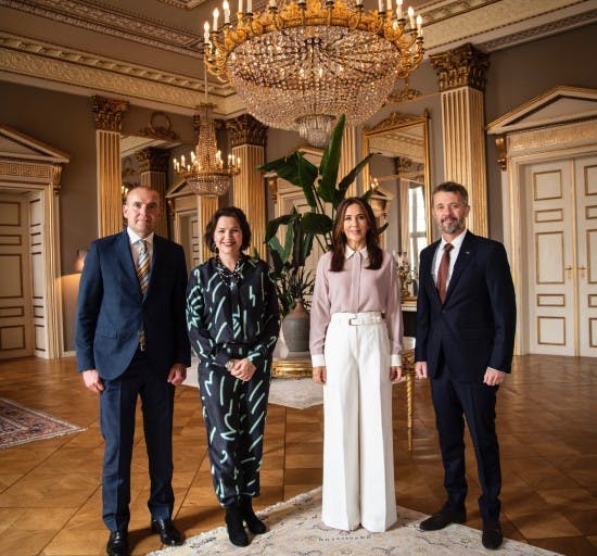 Islands Præsident Guðni Th. Jóhannesson og Eliza Jean Reid samt kronprinsesse Mary og kronprins Frederik