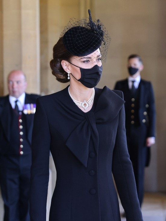 Prinsesse Catherine af Wales - dengang hertuginde af Cambridge - til prins Philips begravelse 17. april 2021.