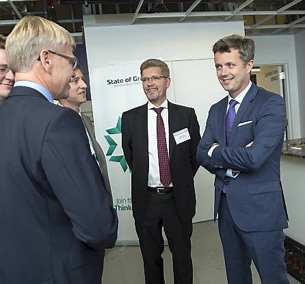 Kronprins Frederik til åbning af House of Green i New York med blandt andre Københavns overborgmester Frank Jensen (S).