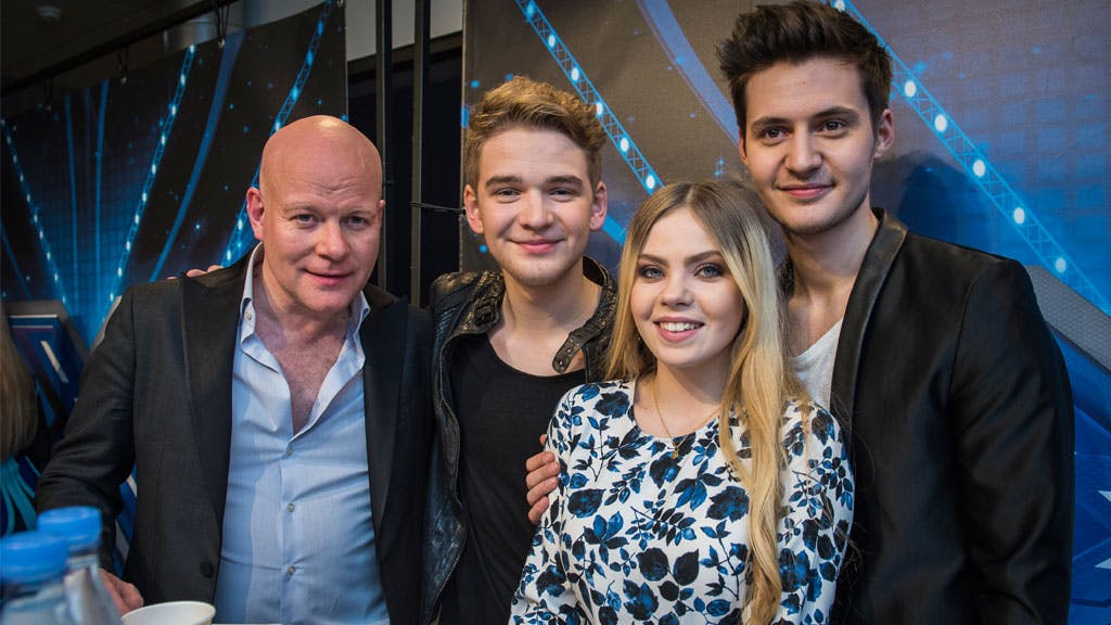 Thomas Blachmann sammen med Ivarsson, Bang &amp; Neumann til X Factor-finalen i Herning.