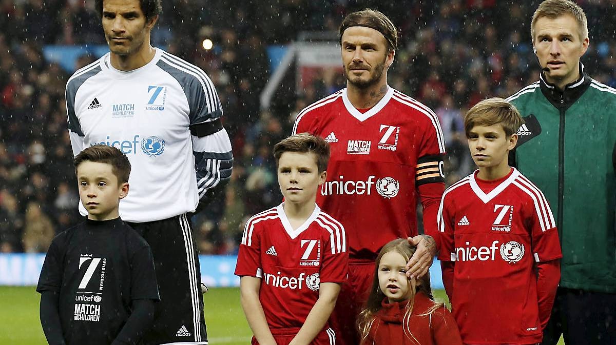 David Beckham med Harper, Cruz og Romeo.