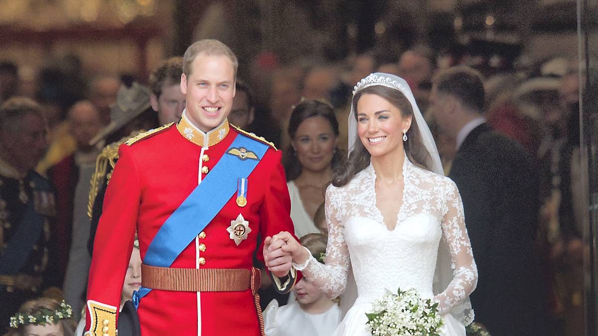 Hertuginde Catherine og prins William på bryllupsdagen 29. april 2011.